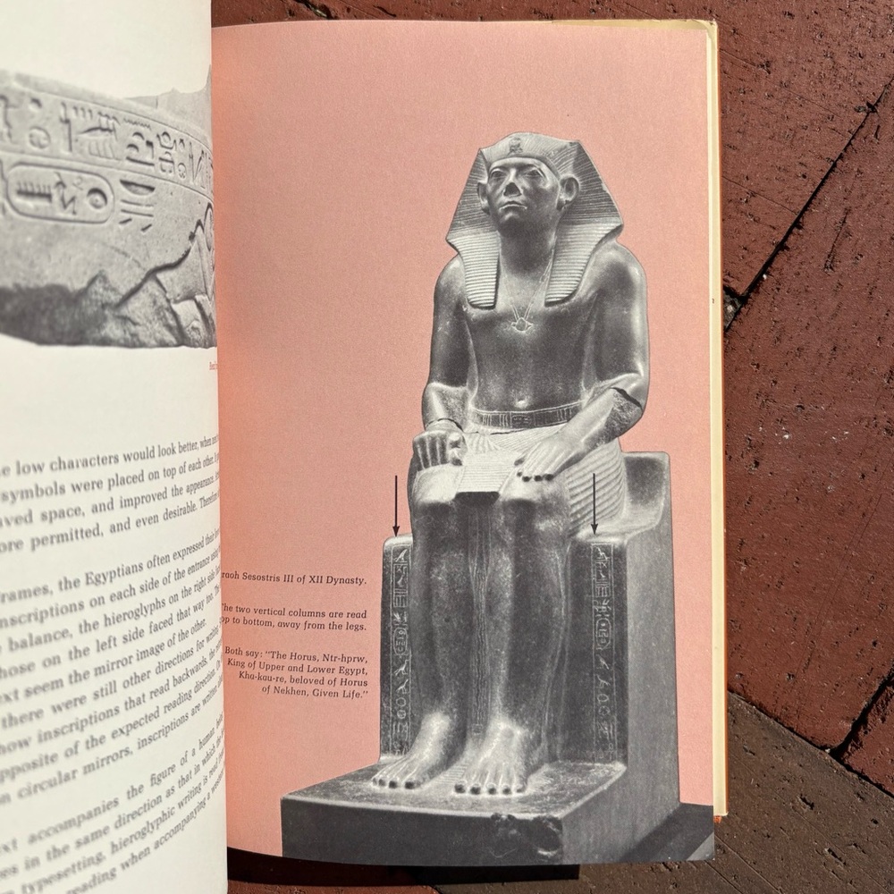 1968 Egyptian Hieroglyphs for Everyone Pharaoh Cuneiform Alphabet MCM Art Museum